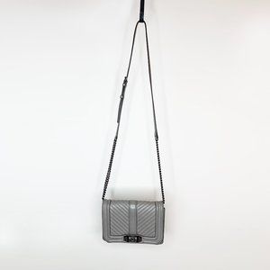 REBECCA MINKOFF GREY CHEVRON QUILTED "LOVE" CROSS BODY BAG